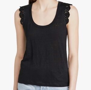 NWOT: PAIGE; CHRISSY, 100%, LINEN, TANK TOP, BLACK.